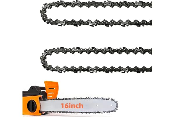 2 Pack 16 Inch Chainsaw Chain 56 Drive Links .050" Gauge, 3/8" Pitch, 16" Replacement Chain Low-Kickback Chainsaw Chains Comp