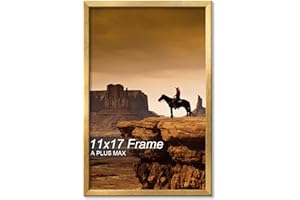 A PLUS MAX 11x17 Picture Frame, Gold Engineered Wood Frame for 11 x 17 Inch Picture Poster Photo, Light Weight 11 by 17 Frame