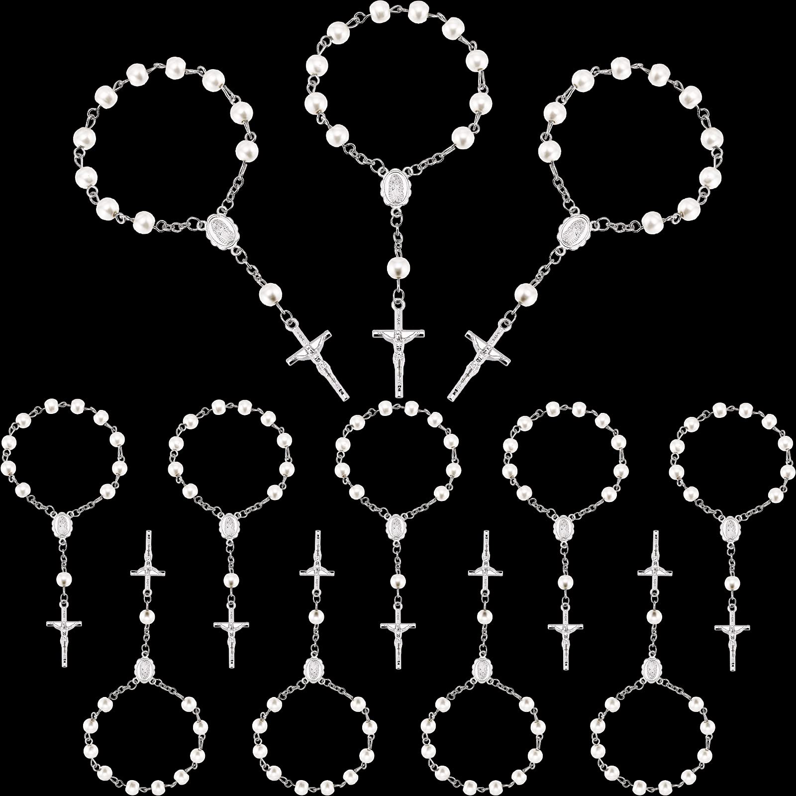 Photo 1 of Hicarer 12 Pieces Baptism Rosary Mini Rosary Baptism Favors Centerpieces for Party on Table Christening Favors Communion Favors Weddings Party Favors(White)