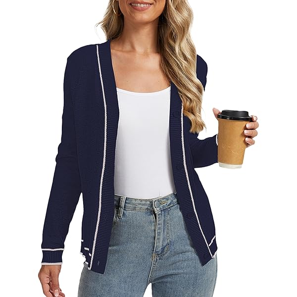 Women's Slim Fit V-Neck Cropped Cardigan - Ribbed Knit Y2K Style Button Down Sweater