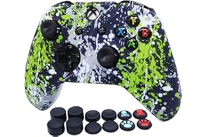RALAN Controller Skin for Xbox One, Anti-Slip Silicone Controller Cover Protector Case Compatible for Xbox 1 Wireless/Wired Gamepad Joystick with 4 Thumb Grips Caps and Black Pro Thumb Grip x 8