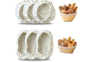 6pcs Bread Proofing Cover,Includes 3 Oval-Shaped 10-Inch and 3 Round 9-Inch Proofing Basket Liners, Suitable for Home Baking.