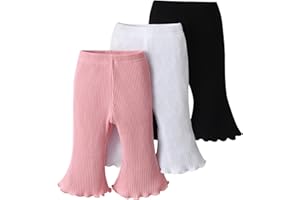 Infant Baby Girl Bell-Bottoms Long Pant Little Girls Black Brown Pink 3 Pack