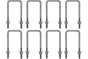 A.A Square U Bolt and Hardware for Boat Trailer, Galvanized Steel, 1/2" Diameter x 3-1/16" x 7-5/16" for 3x3 Beam (8 Pack)