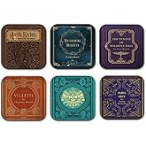 Bronte Sisters Literary Coasters, 6-Piece Set Featuring Classic Book Covers. Jane Eyre, Villette, Wuthering Heights, The Tenant of Wildfell Hall, Shirley, Agnes Grey.