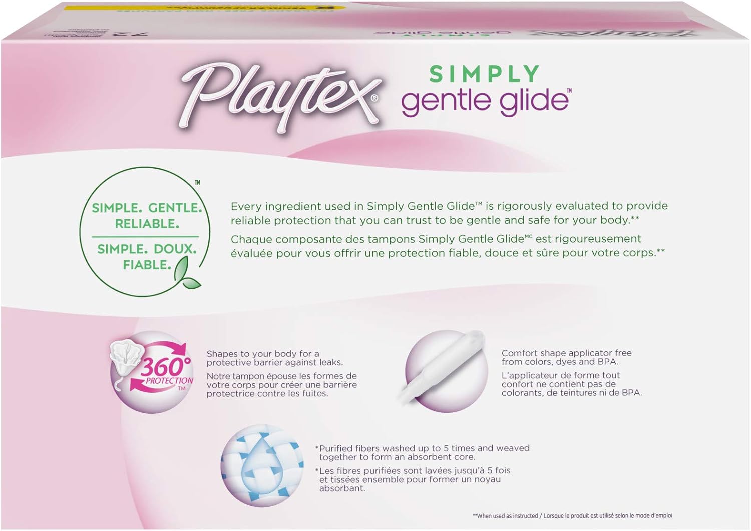 Playtex Simply Gentle Glide Unscented Regular Absorbency Tampons with 360 Protection, 72 Count: Health & Personal Care