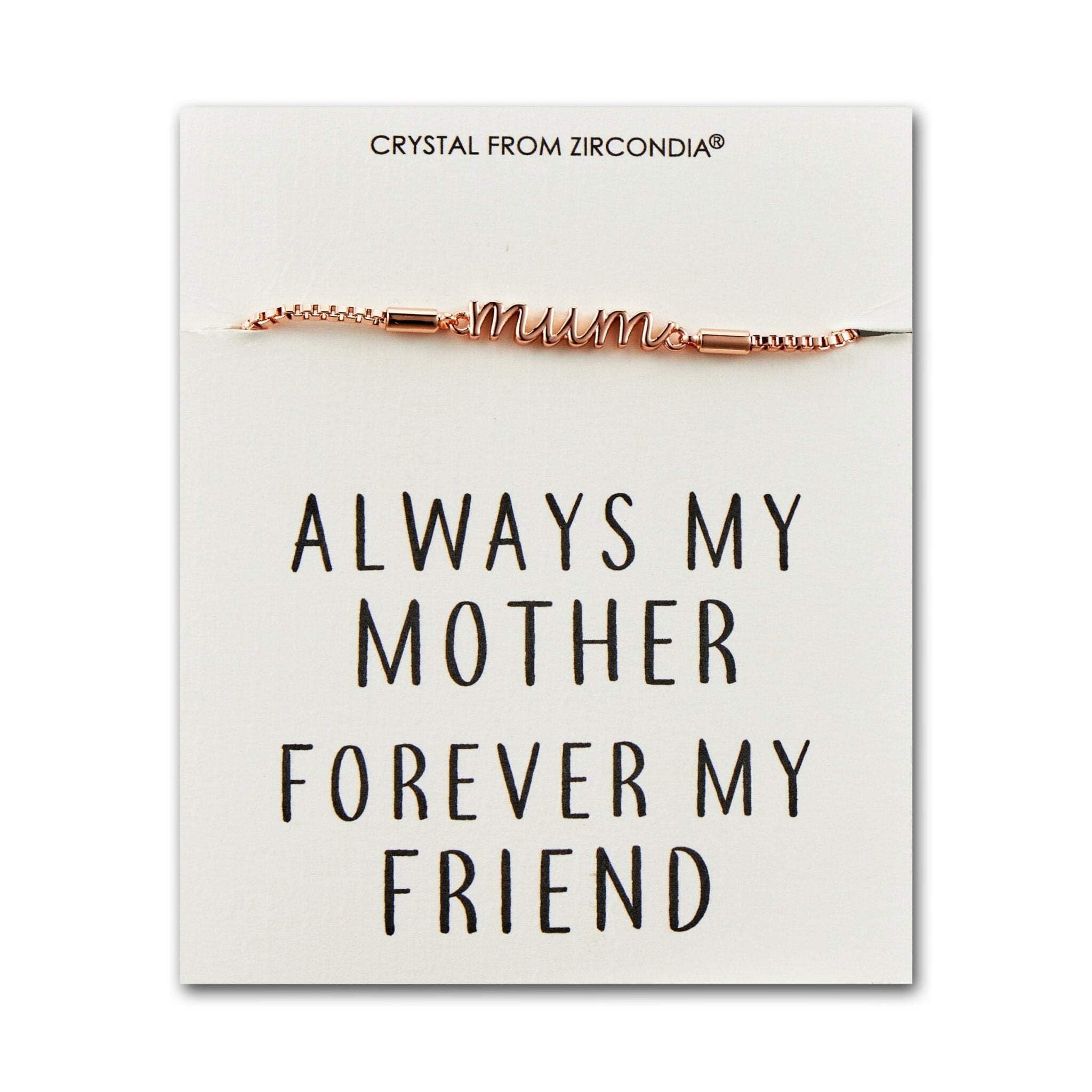 Philip Jones Rose Gold Plated Mum Quote Bracelet Created with Zircondia® Crystals