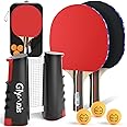 Glymnis Ping Pong Paddles Set Table Tennis Rackets with Balls, Storage Case for Indoor Outdoor Table Tennis Paddle Game Accessories