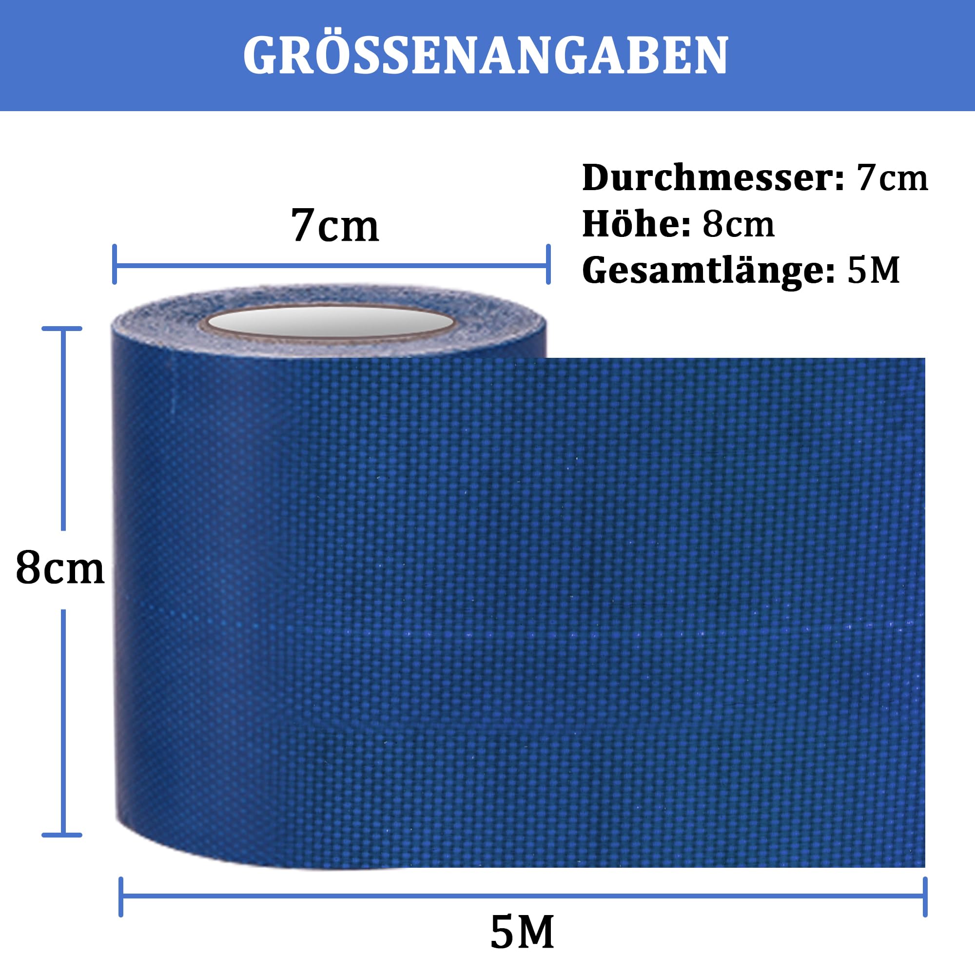 PVC Planenband, Reparaturklebeband für Gewebeplanen, Planenflicken, 5M*8CM, für lkw abdeckplane, Markise, Zelt, Blau 4