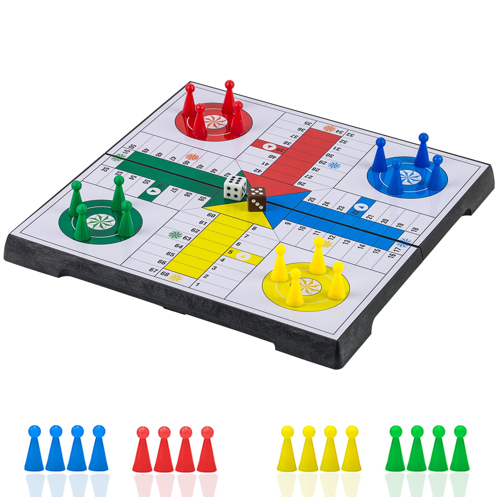 Photo 1 of KOKOSUN Ludo Game Board Set -9.5”, Magnetic Folding Travel Classic Strategy Game (Rounded Corner)