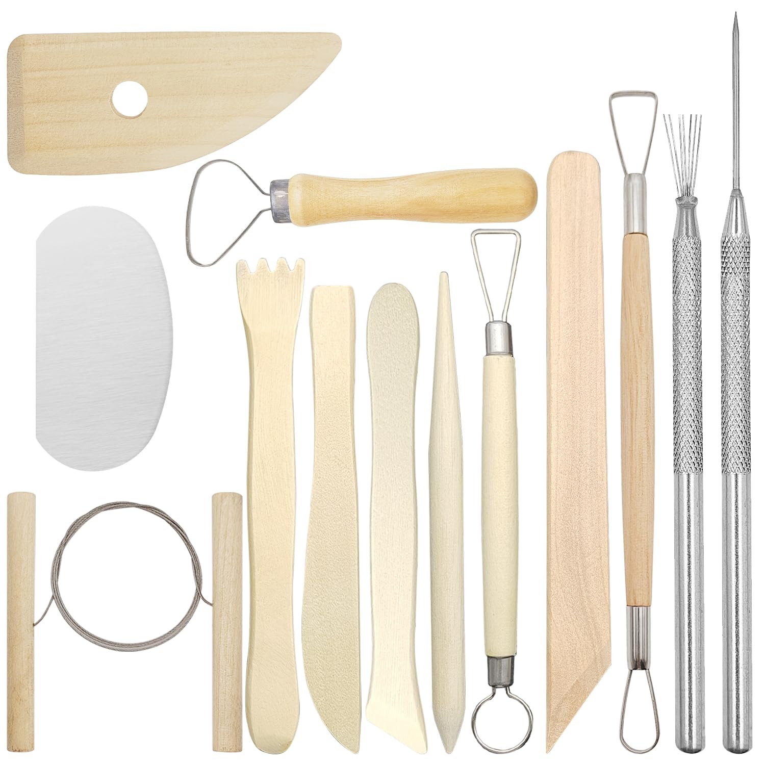 Photo 1 of 13 Pcs Wooden Clay Tools, Sculpting Tools, Clay Sculpting Tools, Ceramic Tools, Clay Modeling Kit Ceramics Trimming Tools Dotting Tool Molding Clay Accessories Miniature Clay Cutters for Beginner