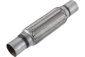 X AUTOHAUX 1 Pcs 1.75"x8"x12" Car Exhaust Flexible Pipe Tubing Universal Exhaust Joint with Welding Extension Pipe Stainless Steel Silver Tone