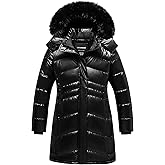CTFASHION Girl's Winter Coats Kids Waterproof Long Puffer Jacket Thicken Fleece Lined Ski Parka with Detachable Fur Hooded