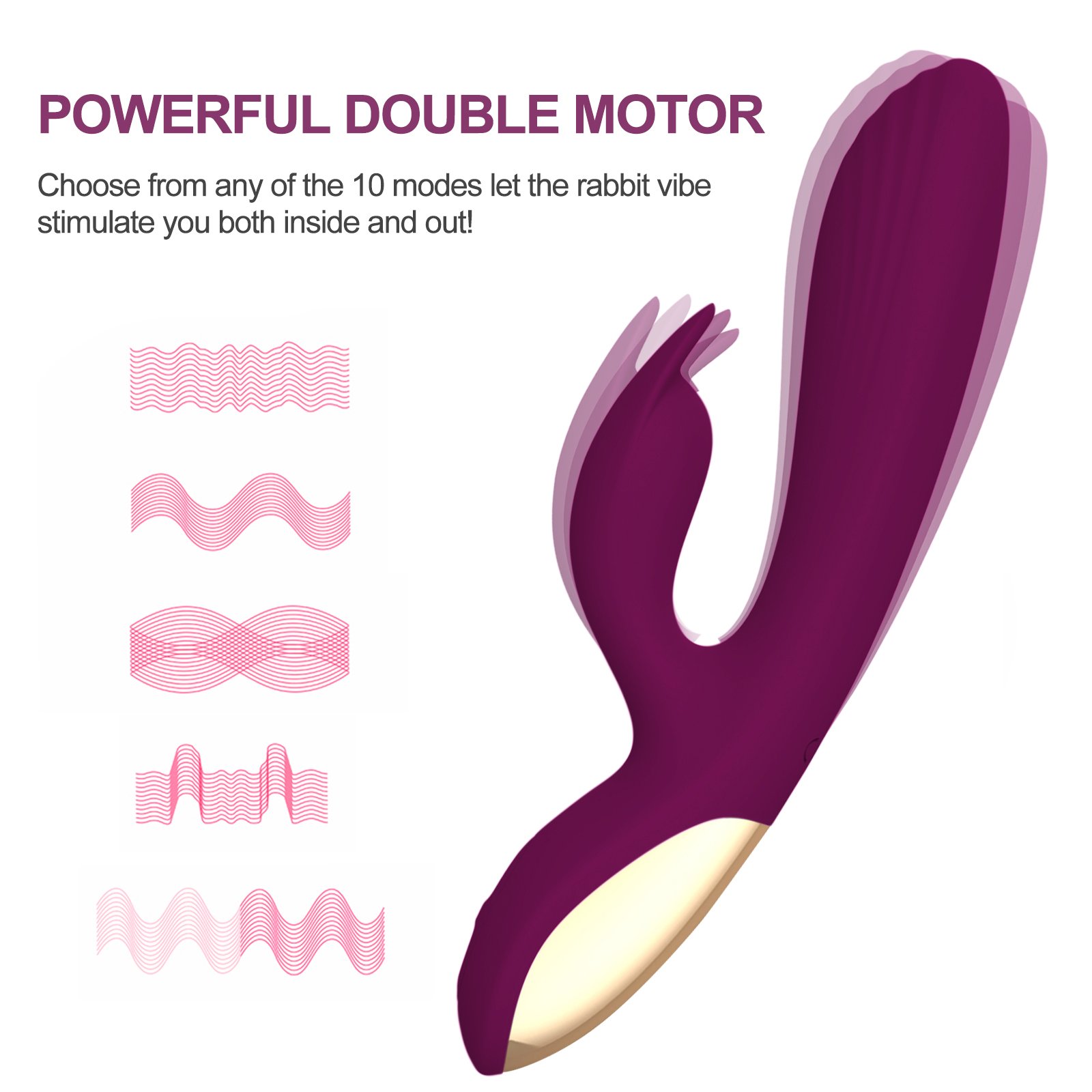 Silicone Rabbit G-Spot Vibrator, Tracy\'s Dog 10 Speed Waterproof Vibrating Massager Rechargeable Vagina Clitoral Stimulator Adult Sex Toy for Women Lesbian