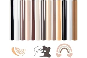 HTVRONT Skin Tone HTV Vinyl Heat Transfer Vinyl Bundle-13 Pack Brown HTV Sheets 10 Assorted Colors Iron on Vinyl with PTFE Sheet