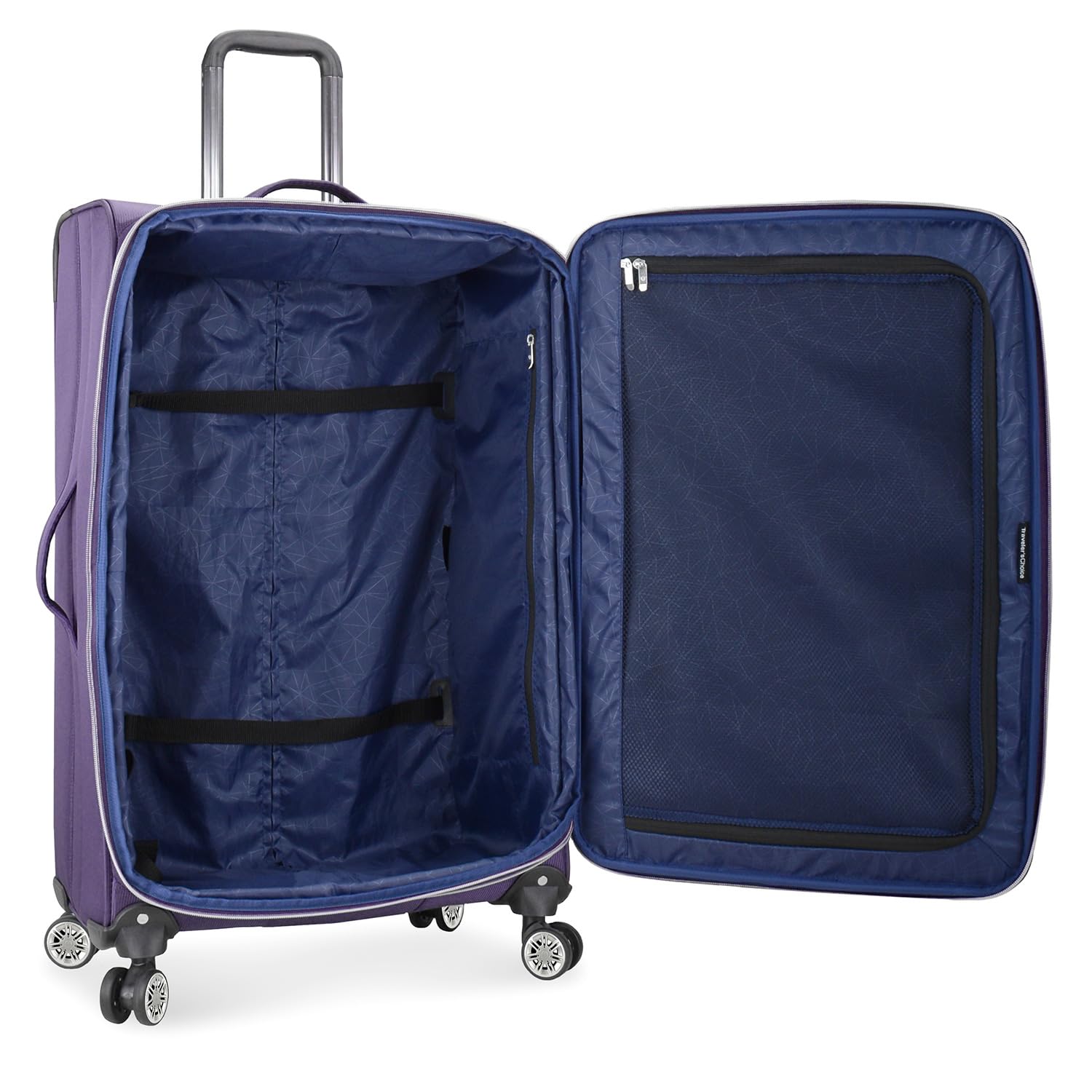 Traveler's Choice Lares Softside Expandable Luggage with Spinner Wheels, Purple, Checked 30-Inch
