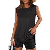 ANRABESS Women Summer 2 Piece Outfits Sleeveless Knit Sweater Top & Shorts Soft Lounge Sets Travel Beach 2026 Spring Clothes
