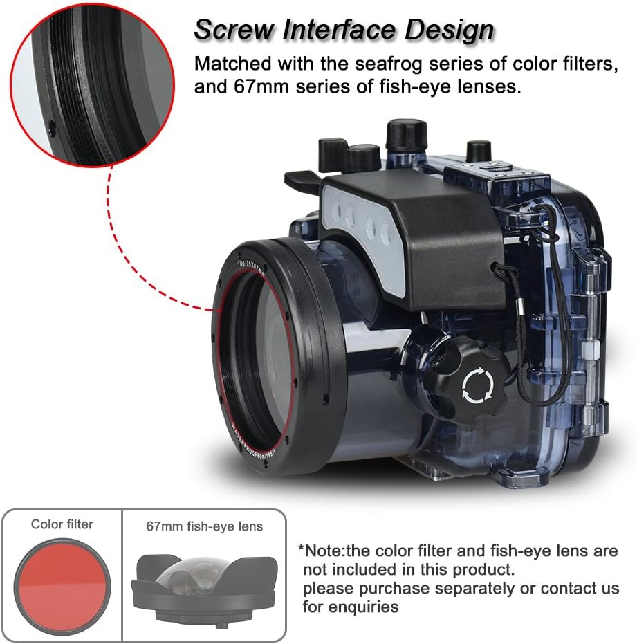 Sea frogs 195FT/60M Underwater Waterproof Camera Diving housing case for Sony DSC RX100 RX100II RX100III RX100IV RX100V RX100I-V (Housing + Red Filter) - Image 4