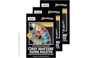 Jack Richeson Grey Matters Disposable Paper Palette 6” x 9”, 3 Pack, Includes Palette Knife