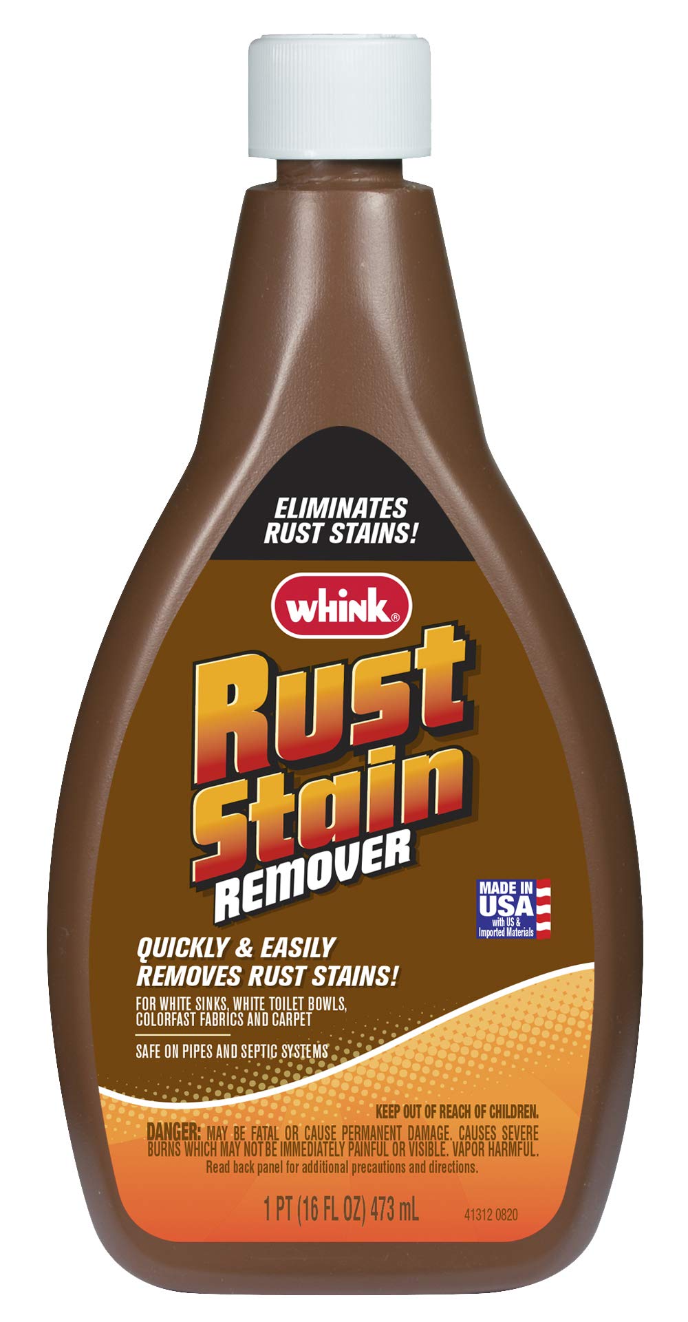 Rust-Oleum Whink Rust Stain Remover | Heavy-Duty Iron Stain Remover for White Toilets & Sinks, Colorfast Fabric & Carpets | 16 oz