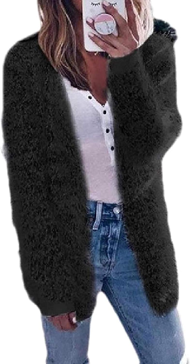 Women's Regular Fit Fuzzy Fleece Coat Faux Fur Warm Winter Outwear