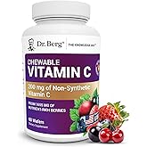 Dr. Berg Chewable Vitamin C Complex - Made with Organic, Non-GMO Berries - 60 Delicious Wafers