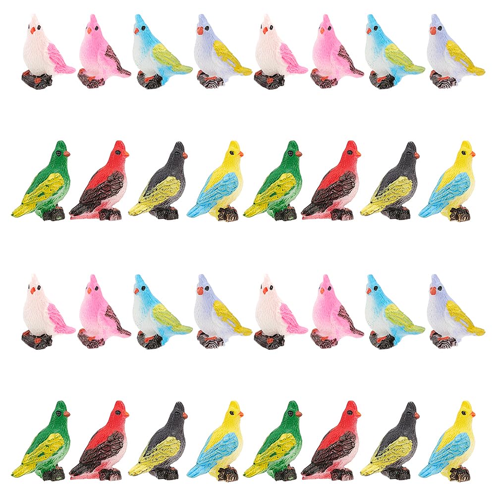 WADORN 8 Styles Miniature Bird Figurines, Resin Mini Bird Figures Animal Model for Landscape Display Decoration Simulation Birds Figurines Accessories for Garden Plant Flower Pots Ornaments