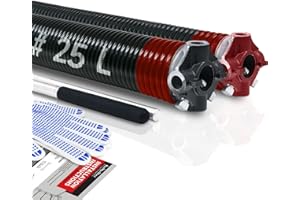 KAIMINDOGZ Pair of 2" Garage Door Torsion Springs Set with Non-Slip Winding Bars & Gloves, High Quality Precision Electrophoresis Black Coated, for Replacement & Installation, MIN 16,000 Cycles (0.225x2''x25'')