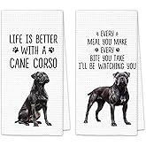 OINDADE Cane Corso Gifts Dog Kitchen Towels Set of 2, Gifts for Cane Corso Dog Owners Lovers, Life is Better with a CaneCorso Dish Tea Towel for Kitchen, Funny DogOwners Gift Kitchen Decor, 16x24In