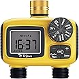 Sprinkler Timer Outdoor with Brass Swivel Water Timer for Garden Hose 2 Zone Programmable/Rain Delay/Manual/Automatic Irrigation Controller-Sprinkler System for Garden/Lawn/Yard/Pool