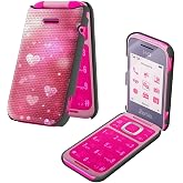 BEOTIWAD Case for HMD Barbie TA-1681 4G Phone,Pink Hearts and Stars | Dual-Layer Shockproof Case with Hard PC Shell, Soft TPU Bumper and Tempered Glass Screen Protector for HMD Barbie TA-1681