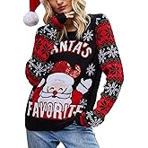 IFFEI Womens Ugly Christmas Sweater Novelty Print Crew Neck Sweater Pullover