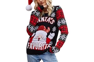 IFFEI Womens Ugly Christmas Sweater Novelty Print Crew Neck Sweater Pullover