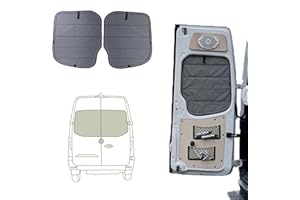 VanEssential Insulated Magnetic Blackout Rear Door Window Covers (PAIR) Designed for Mercedes-Benz NCV3 (Van Years 2007 to 20