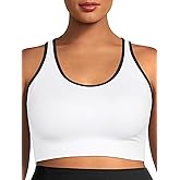 Under Control Plus Size Sport Bras for Women Large Bust Seamless Racerback Padded Yoga Workout Bras Black White Pack 1X-2X-3X