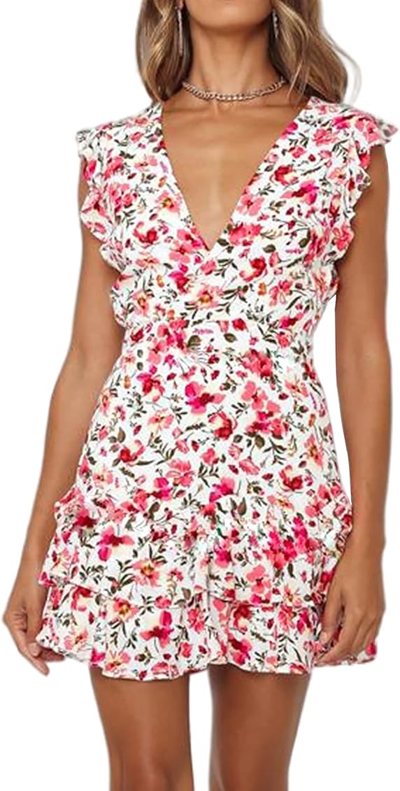 Relipop Women's Dress Floral Wrap V 