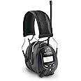 WALKER'S Digital AM/FM Radio Muff - 25dB Noise Reduction Rating Hunting Shooting Hearing Protection Electronic Earmuffs w/ Radio, MP3/CD Player Jack, 2 AAA Batteries Included