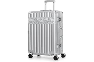 Krute 28inch Luggage with Spinner Wheels,Checked Zipperless Luggage with Aluminum Frame Suitcase with TSA Lock (Silver)
