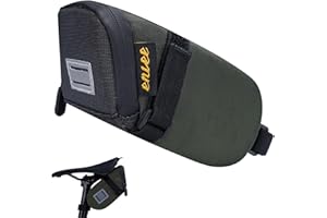 ENLEE Road Bike Saddle Bag, Waterproof Bike Seat Bag with Independent Small Item Partitions, Green Wedge Reflective Bicycle Storage Pouch Under Seat for Mountain/Road/Gravel Bikes, Small Size