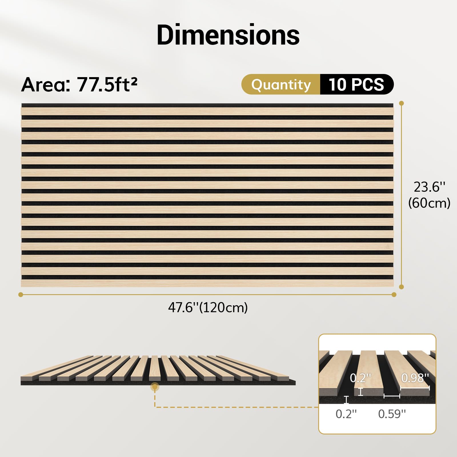 TONOR Akustikpaneele holz, 10 Stück 120x60 cm - 7.2m² Wandpaneele holz Holzpaneele wand als Schallschutzplatten, Wandverkleidung Holzoptik für Wanddeko Wohnzimmer, Büro, Küche, Eiche 4