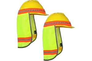 Evridwear High Visibility Neck Sun Shield with Reflective Stripe, Safety Hard Hat Shade with Breathable Mesh Elastic Band for Construction, Outdoor Activities, Landscaping from UV