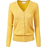 Design by Olivia Women's Classic Button Down Long Sleeve V-Neck Soft Knit Sweater Cardigan