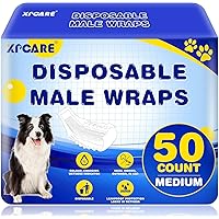 XPCARE 50 Count Disposable Male Dog Diapers, Male Dog Wraps,Super Absorbent Leak-Proof Fit (Medium)