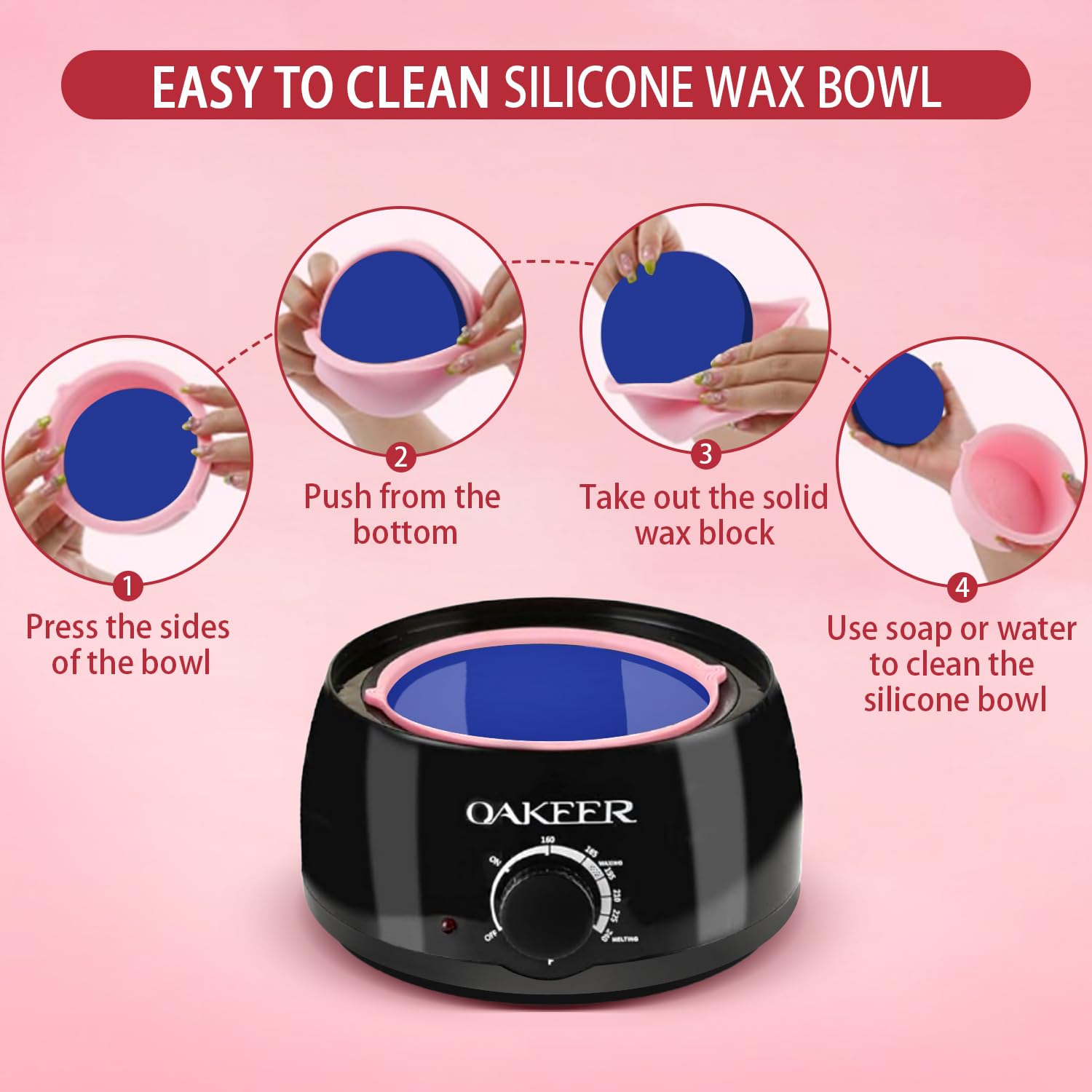 Oakeer Waxing Kit for Women Men, Wax Pot Machine, Wax Warmer for Hair Removal At Home With 6 Bags Beans, Body Waxing For Eyebrows Nose Cheeks Arms Bikinis Legs