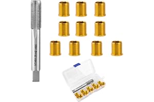 HerFarCai Spark Plug Thread Repair Kit M12x1.25 | High Speed Steel Tap Spark Plug with M12x1.25 Inserts and M14x1.25 Tap | Thread Repair Tool for Automotive Engine
