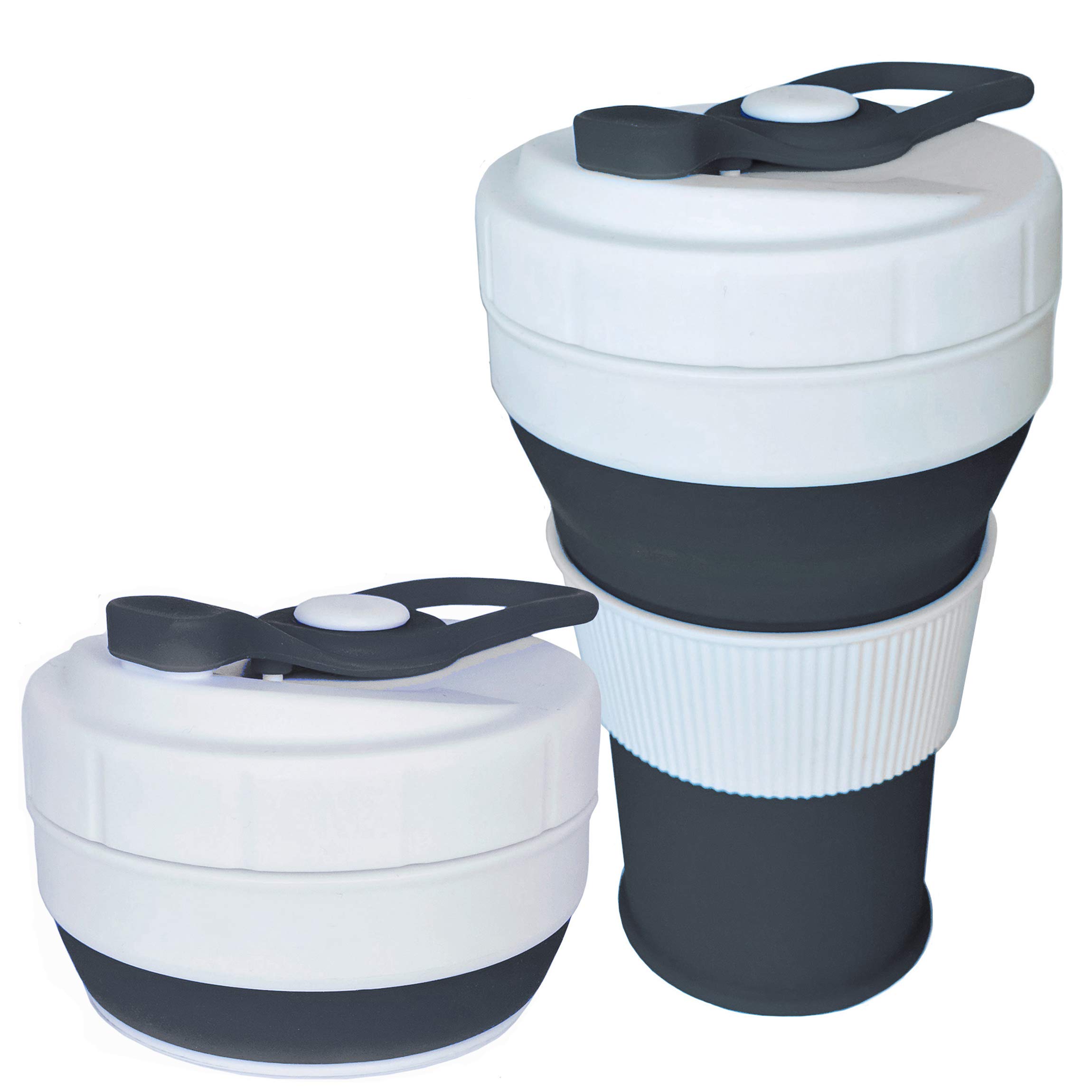 Moheeco Collapsible Coffee Cup - Reusable, Leak Proof, Pocket Travel Mug – Large 450ml 15oz - Eco Friendly Takeaway Foldable Cup for Camping or The Office – Ideal for Family/Friends - Black