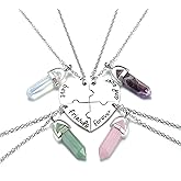 GEHECRST Best Friend Necklace Matching Heart Friendship BFF Healing Crystal Necklaces for Women Best Friend Forever Heart Puzzle Pendant Necklaces Jewelry Gifts