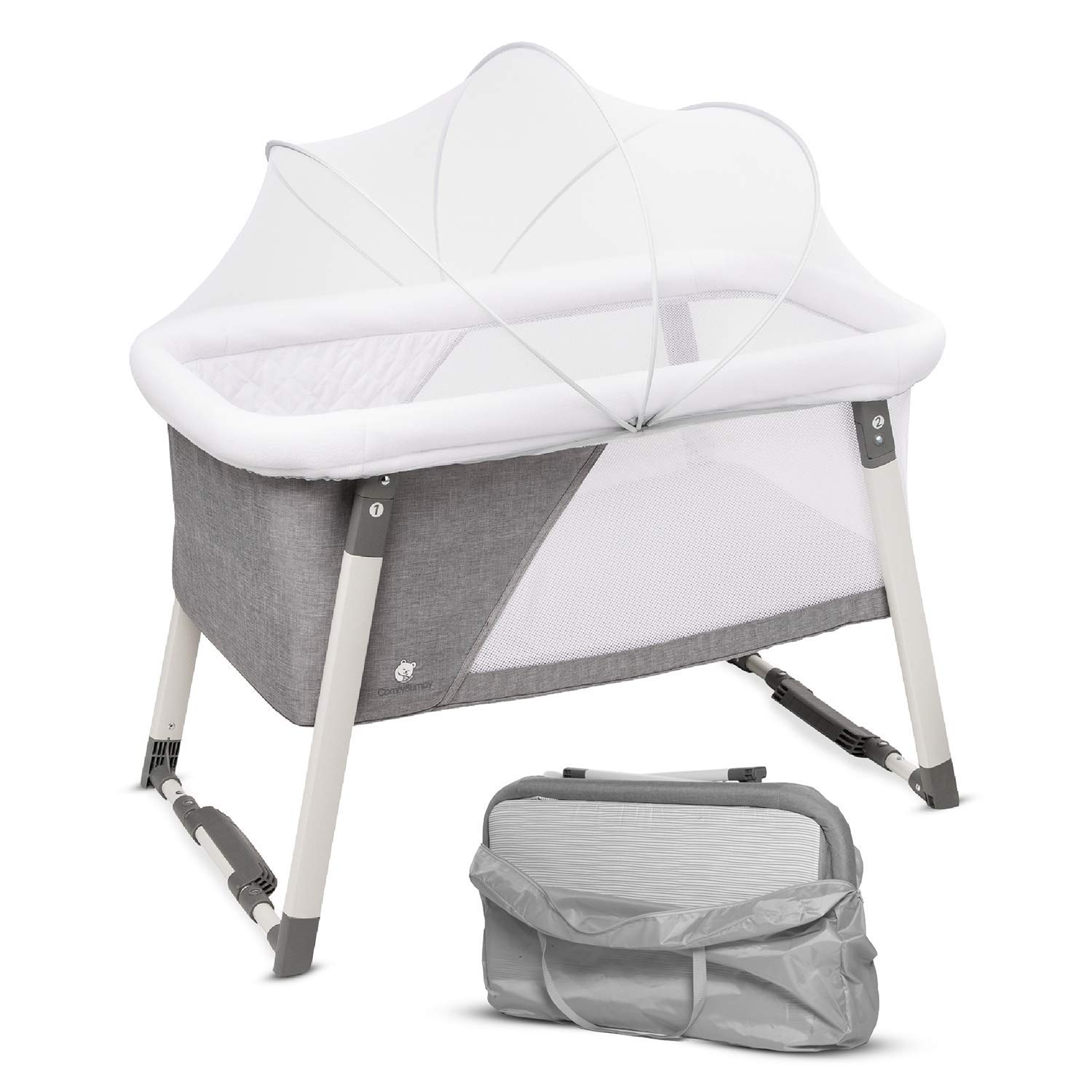 Travel Bassinet for Baby - Rocking &amp; Sturdy Cradle - Includes Carry Case, Mosquito Net, Mattress, Sheets, Infant Crib, and Urine Pad - Portable Bed Side Sleeper for Newborn Babies by ComfyBumpy