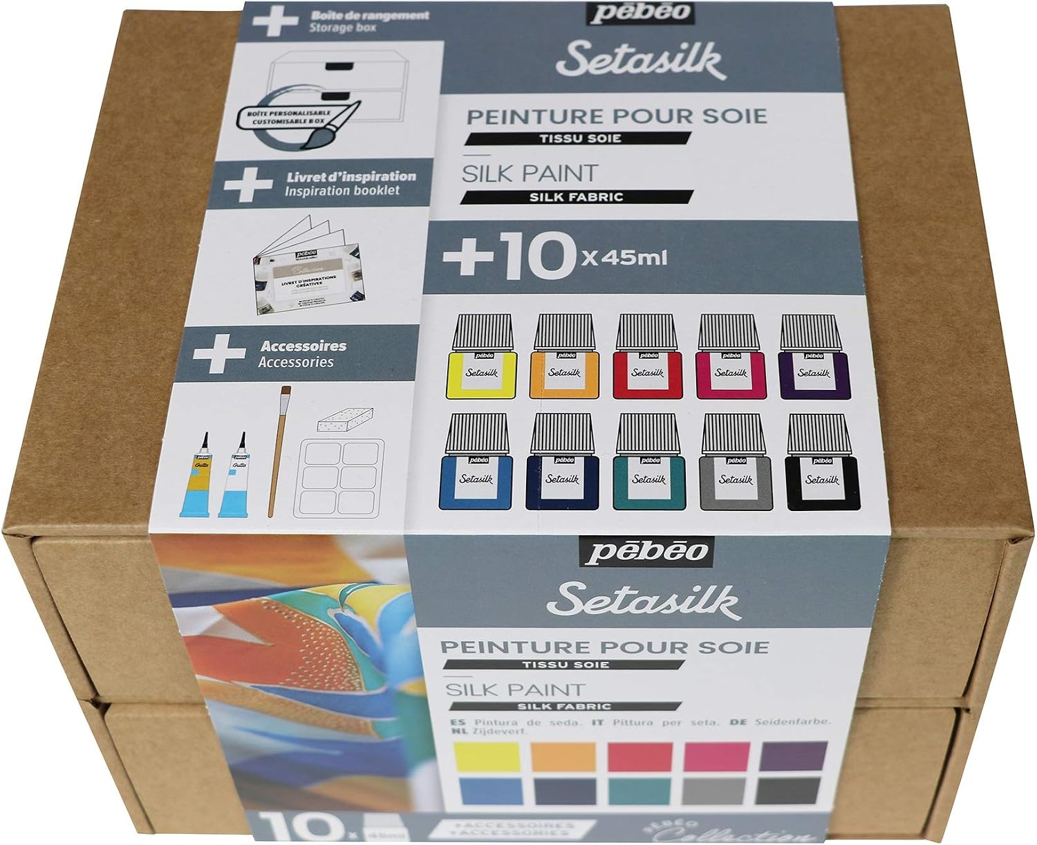 Pebeo Setasilk Collection Set, Assorted, 45 ml (Pack of 10), Clear - Image 4