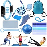 15 Pcs Home Pilates Essentials Kit for Women,Pilates Kit with 9 Inch Yoga Ball,Pilates Ring,Resistance Bands,Jump Rope,Workout Sets for Women,Pilates Equipment Set for Starter Toning Workout at Home